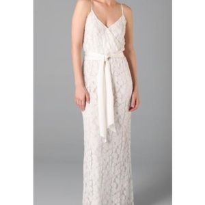 Halston Heritage White Embellished Romantic Beaded Silk Wedding Sash Gown NWT 4